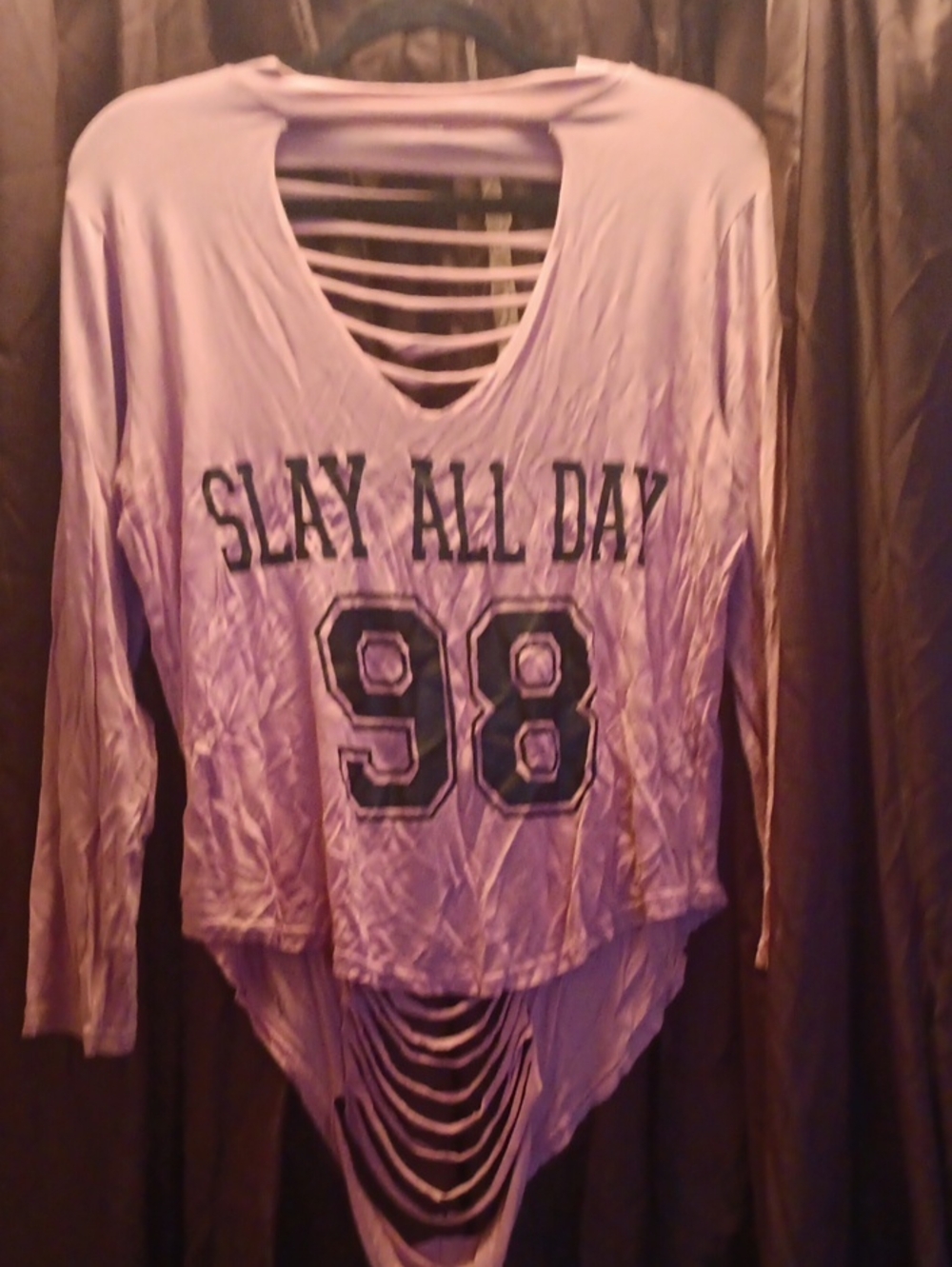 Slay All Day 98 Cutout Back Long Sleeve Top - Lilac